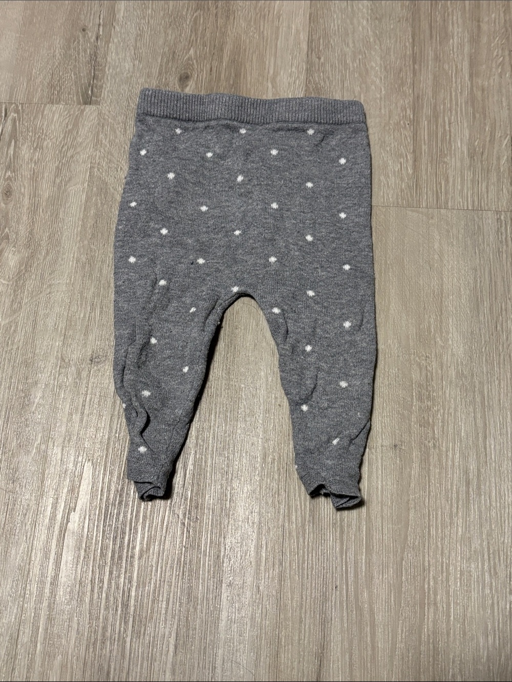 Purebaby Gray Baby Knit Polka Dot Leggings